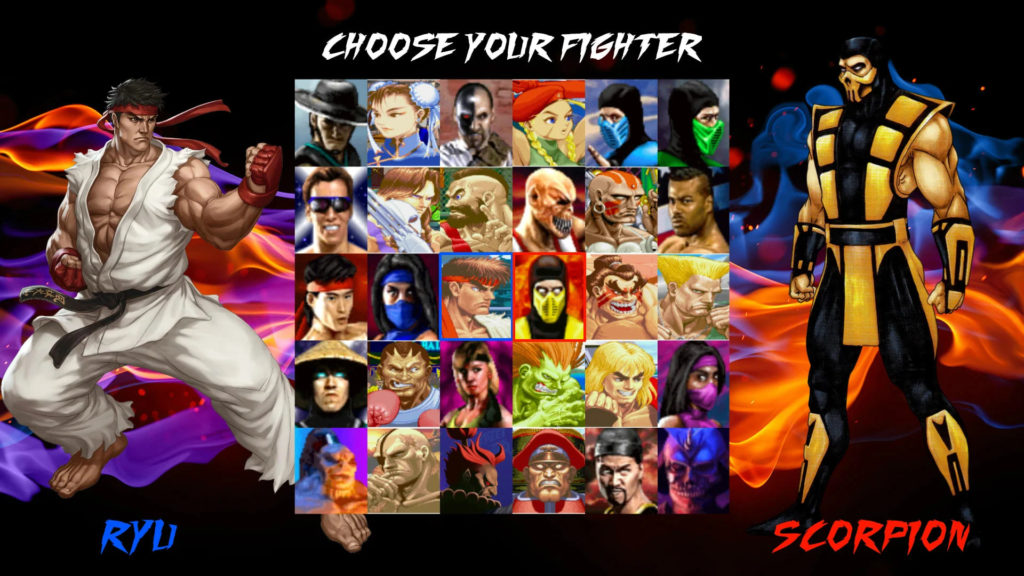 Выбор персонажа в Mortal Kombat VS Street Fighter